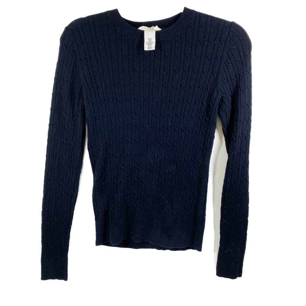 Black Cable light Knit Sweater L.O.G.G. H & M Womens Size XS